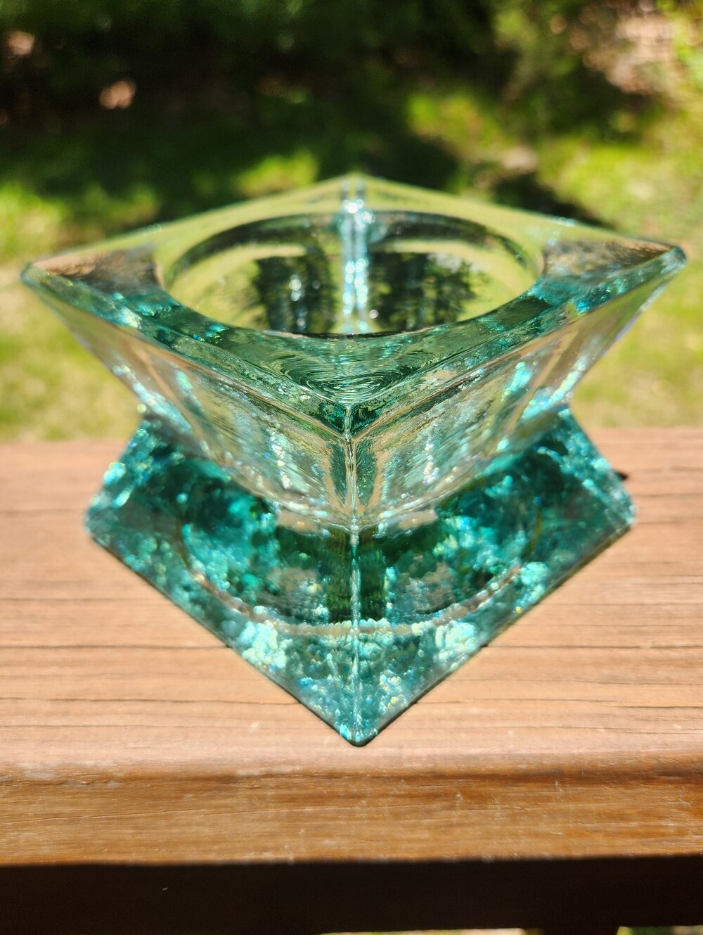 Vidrios San Miguel Recycled Glass Green Teal Candle Holder